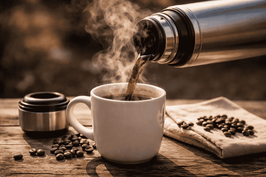 How long does coffee stay warm in a thermos flask?