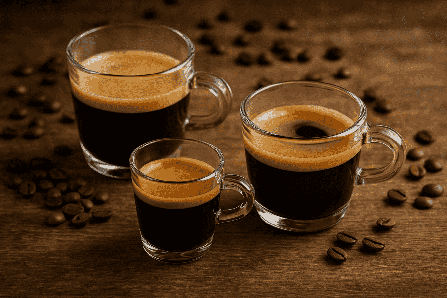 ristretto, espresso and lungo
