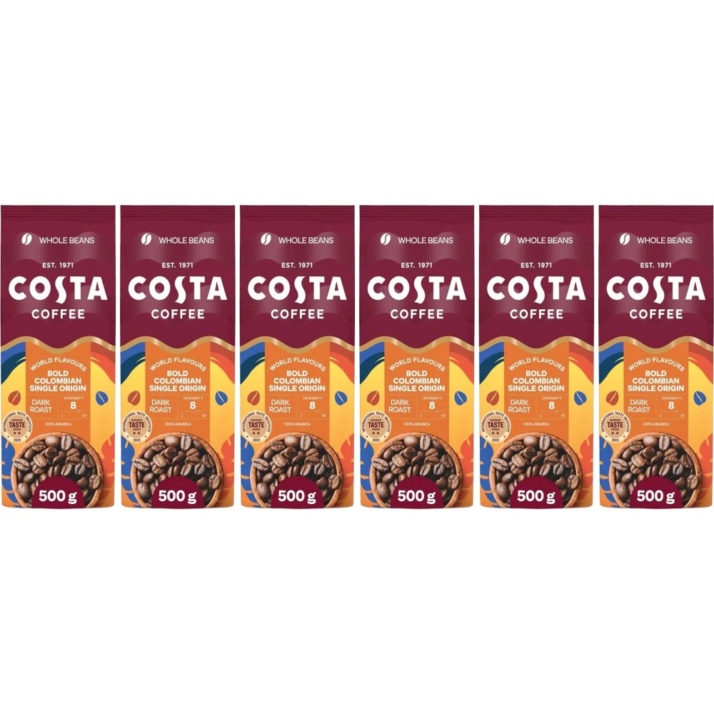 Costa Coffee Colombian Roast - Coffee Beans - 6 x 500g