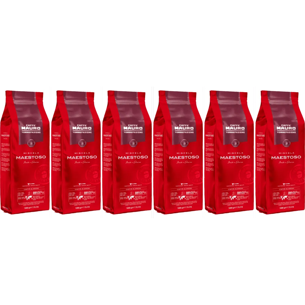 Caffè Mauro Maestoso - Coffee Beans - 6 x 1 Kilogram