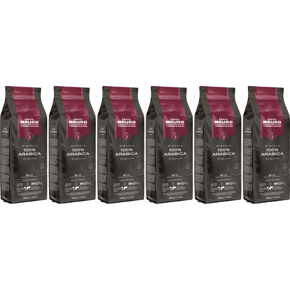 Caffè Mauro 100% Arabica Centopercento - Coffee Beans - 6 x 1 Kilogram