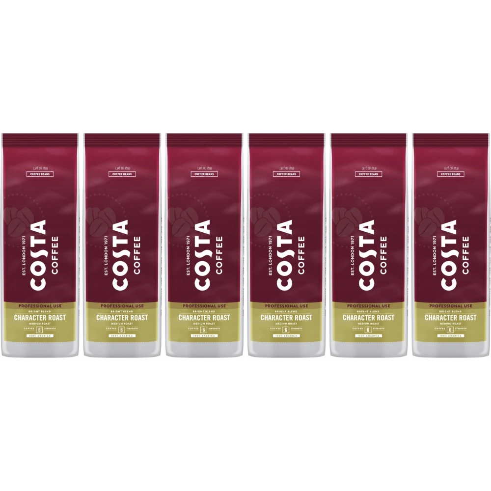 Costa Coffee Character Bright Blend Medium Roast - Coffee Beans - 6 x 1 Kilo
