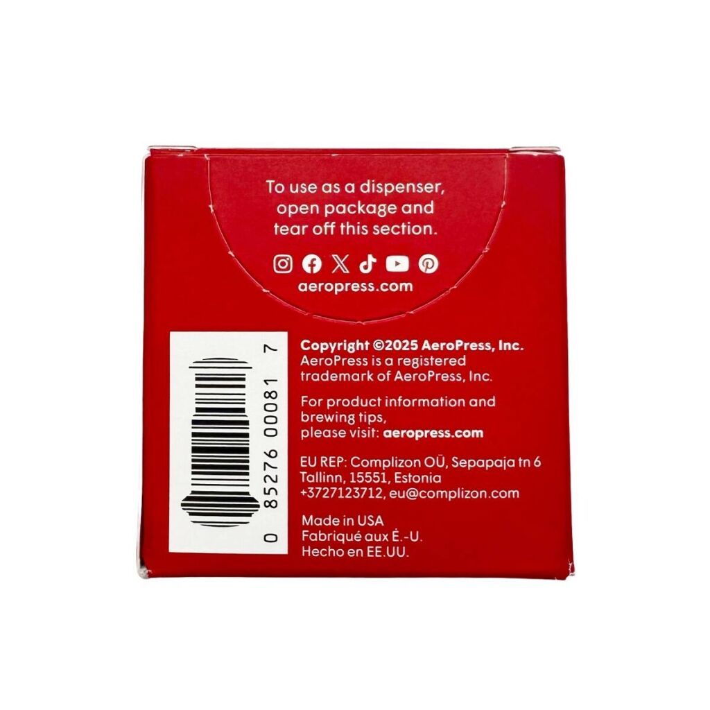 Back of the packaging of microfilters for the AeroPress Go