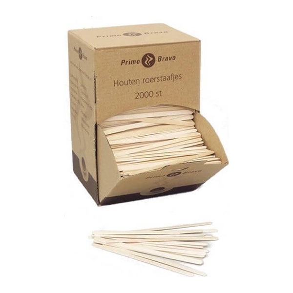 Primo Bravo wooden stirrers - 11 centimetres - box of 2000
