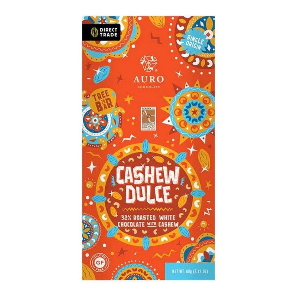 A cashew dulce flavoured chocolate bar by Auro
