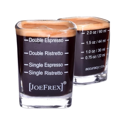 JoeFrex Espresso glass - with markings for setting machine - 1 piece