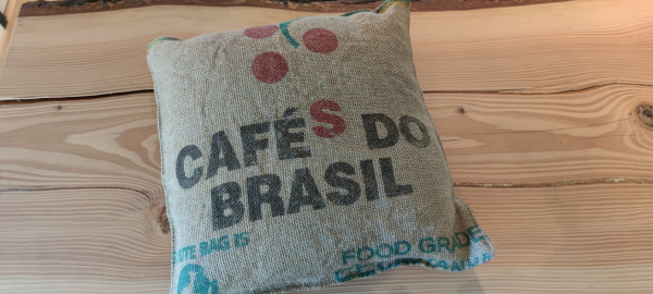 Jute cushion 40x40 handmade from coffee bag