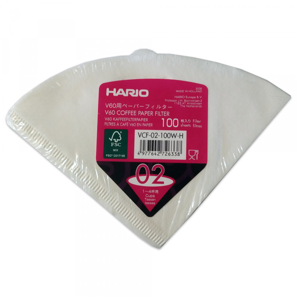 Hario Koffiefilters V60 Maat 02 Kleur Wit (100 stuks)