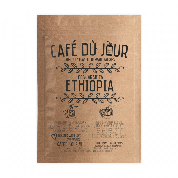 Café du Jour Single Serve Drip Coffee - 100% arabica Ethiopia - ground coffee on the GO!