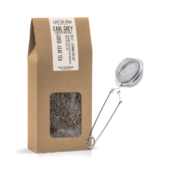 Café du Jour verse losse thee - voor de beginner - 1 x 100 gram thee en theeknijper