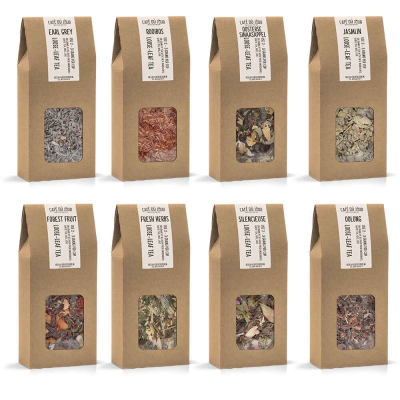 Café du Jour fresh loose tea - total package - 8 x 100 grams