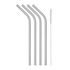 Reusable stainless steel straws 4 pieces + cleaning brush