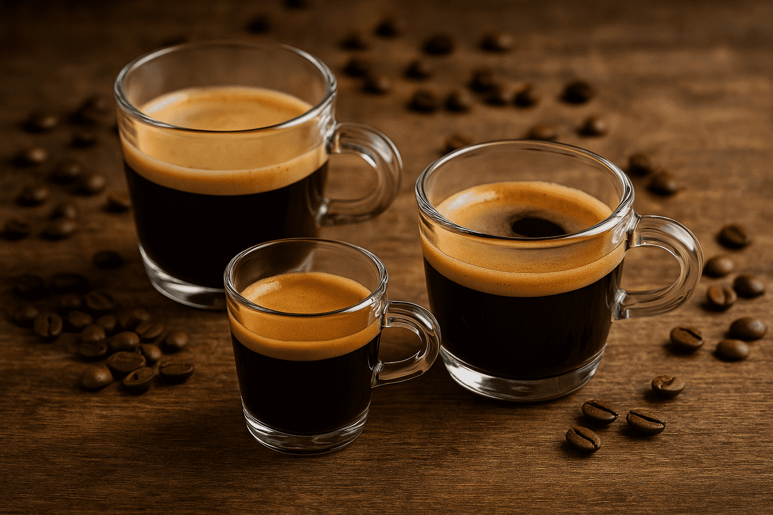 ristretto, espresso and lungo